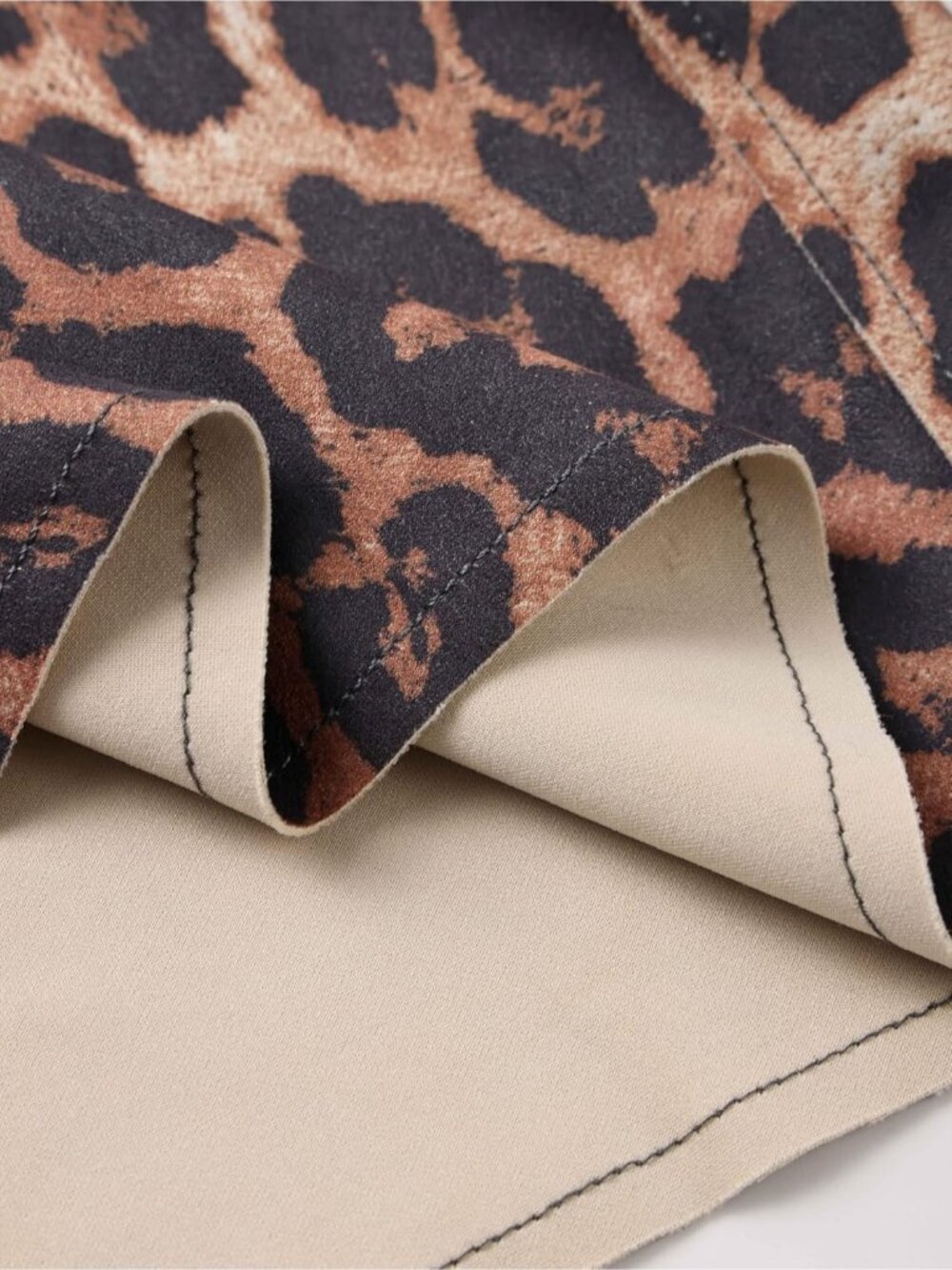 Women's Leopard Polyester Long Sleeve Classic Cuffs Pockets Trench Coat Jackets - Picture 6 of 7